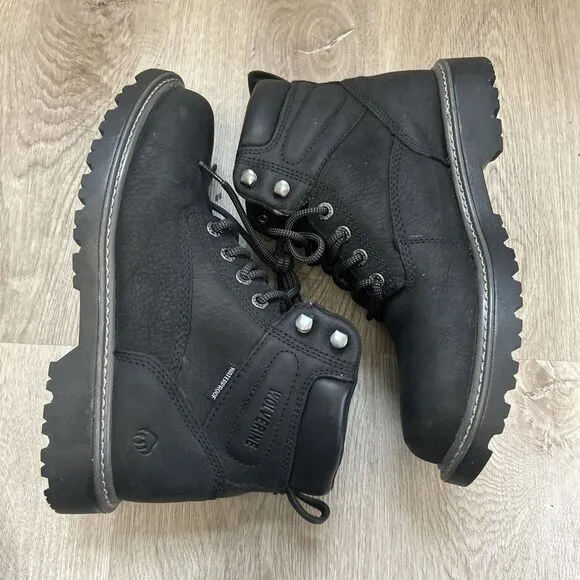 Wolverine Floorhand Mens 8 Black Steel Toe Leather Waterproof Work Boots W10691