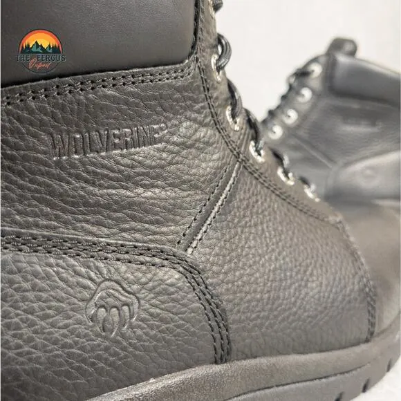 Wolverine Marquette 6&quot; Steel Toe Slip Resistant Black Wide Work Boot Men Sz 12EW