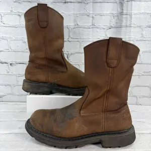 Wolverine Men's 9.5M Wellington Steel Toe Brown Work Boots W04707 ASTM F2413-11