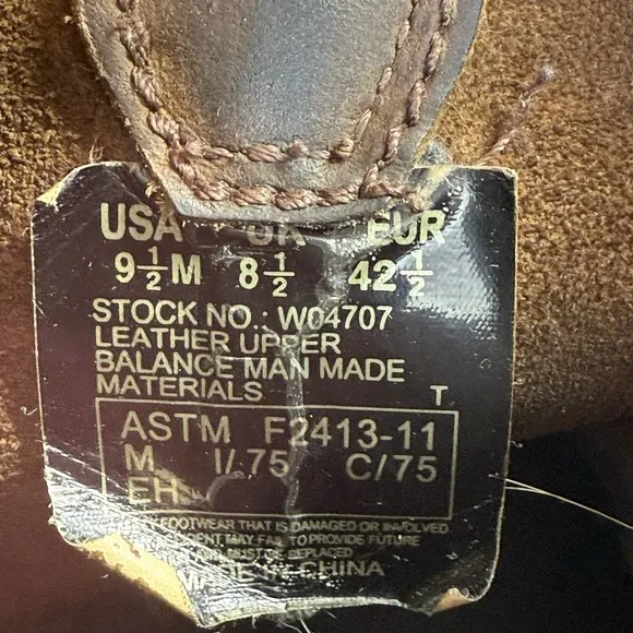 Wolverine Men's 9.5M Wellington Steel Toe Brown Work Boots W04707 ASTM F2413-11