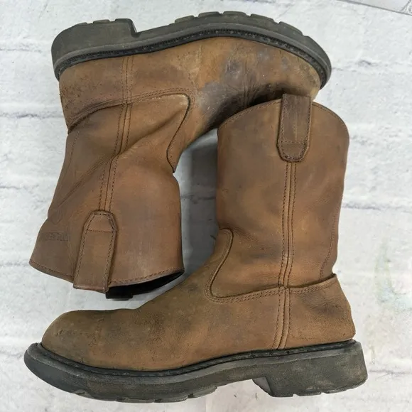 Wolverine Men's 9.5M Wellington Steel Toe Brown Work Boots W04707 ASTM F2413-11