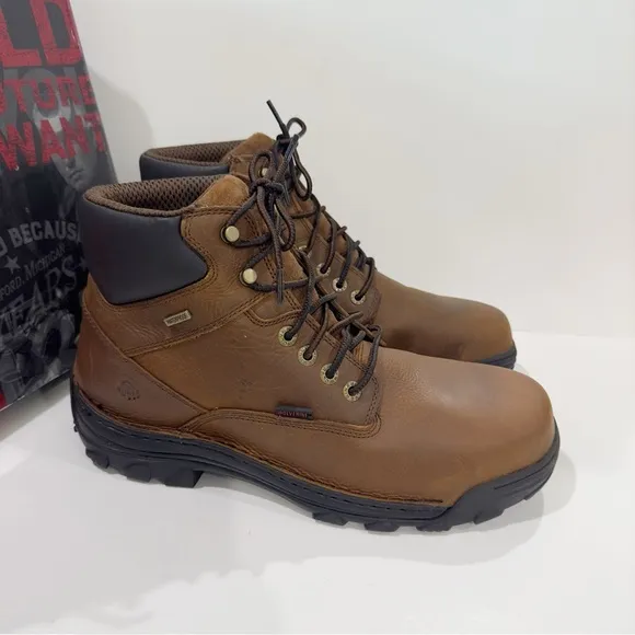 Wolverine Mens Brown Leather Durbin WP 6in Work Boots