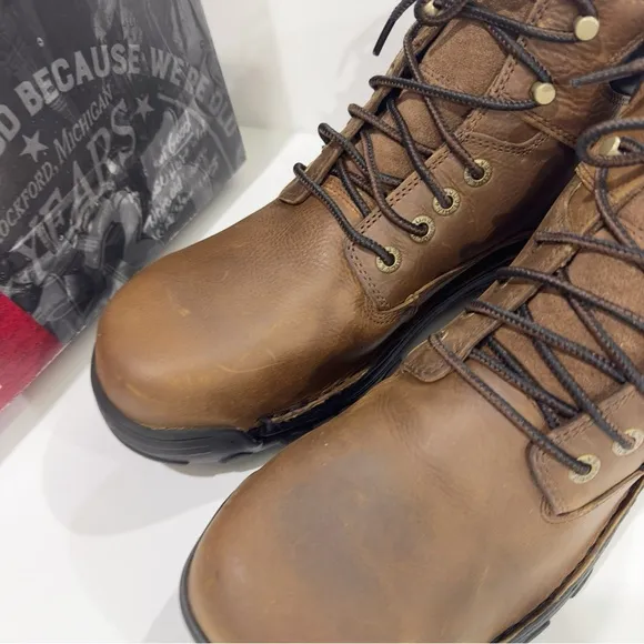 Wolverine Mens Brown Leather Durbin WP 6in Work Boots