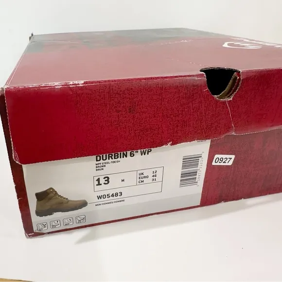 Wolverine Mens Brown Leather Durbin WP 6in Work Boots