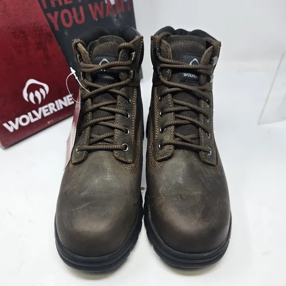 Wolverine Mens Size 8 EW Extra Wide Carlsbad Waterproof 6&quot; Steel-Toe Work Boots
