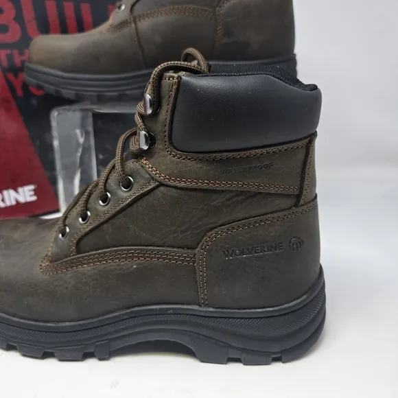 Wolverine Mens Size 8 EW Extra Wide Carlsbad Waterproof 6&quot; Steel-Toe Work Boots