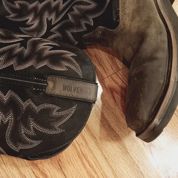 Wolverine Rancher‎ Black Brown Boots! 11M Square Toe