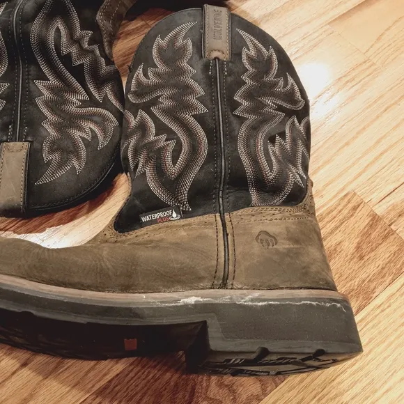 Wolverine Rancher‎ Black Brown Boots! 11M Square Toe