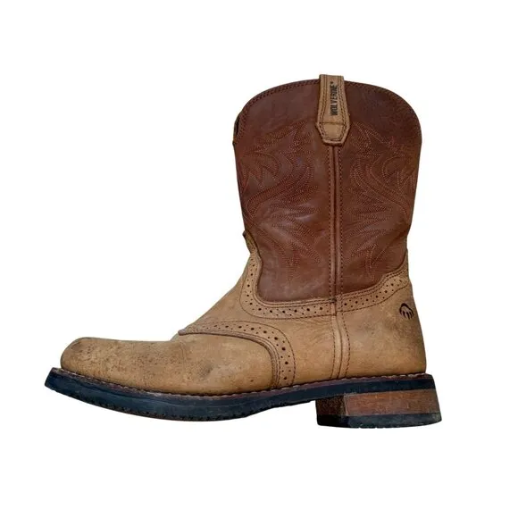 Wolverine Rancher Western Boots Mens 9.5M Cowboy Workwear Steel Toe Brown Tan