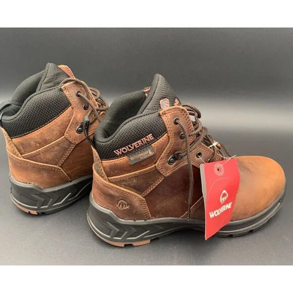 Wolverine Shiftplus Mid LX Safety Boots Brown Leather Men's Size 9EW Steel Toe