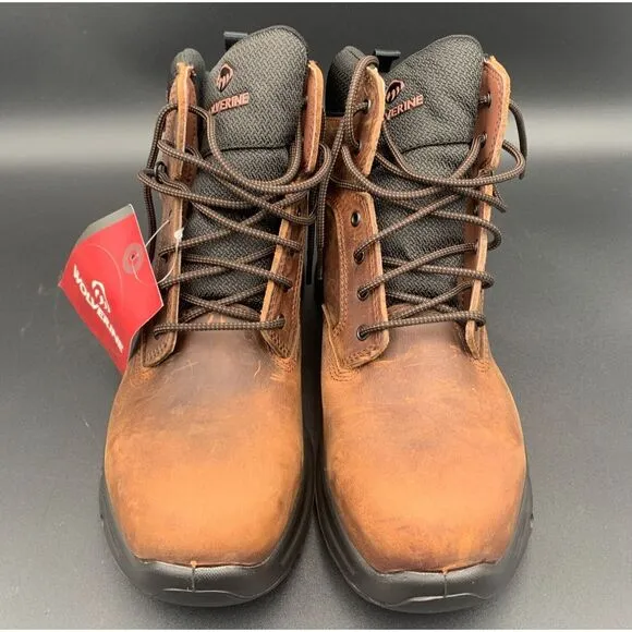 Wolverine Shiftplus Mid LX Safety Boots Brown Leather Men's Size 9EW Steel Toe