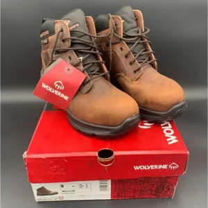 Wolverine Shiftplus Mid LX Safety Boots Brown Leather Men's Size 9EW Steel Toe