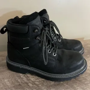 Wolverine Steel Toe Waterproof Black Leather Work Boots Men’s Size 7 Slip Resist