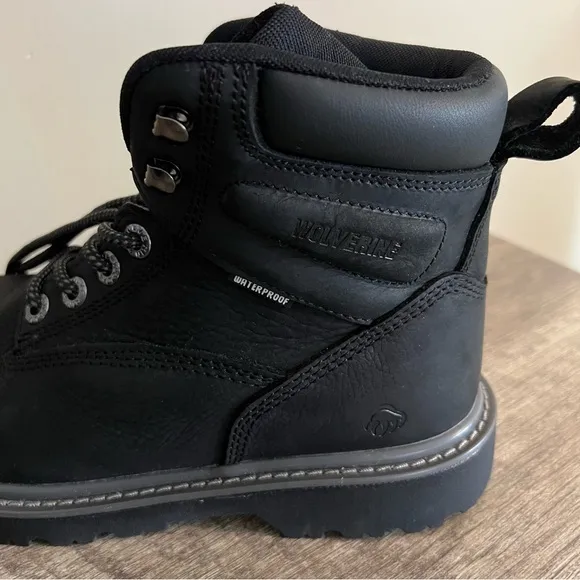 Wolverine Steel Toe Waterproof Black Leather Work Boots Men’s Size 7 Slip Resist
