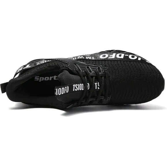 Women Black Athletic Shoes Walking Running Shoes Non-Slip Fashion Sneakers