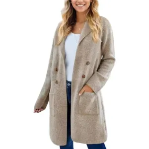 Women Fall Long Cardigan Sweater Trendy B Khaki