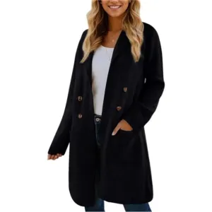 Women Fall Long Cardigan Sweater Trendy D Black