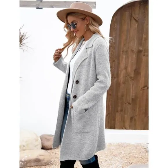 Women Fall Long Cardigan Sweater Trendy White
