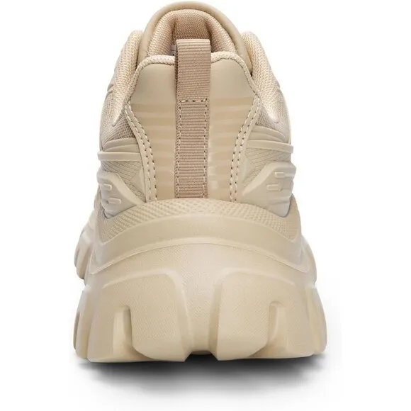 Women Tan Chunky Fashion Sneakers Bold Lace-Up Comfortable Sneakers