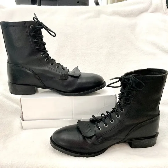 Women’s Black Ariat Leather Heritage Lacer II Comfort Western Equestrian  Sz 9D