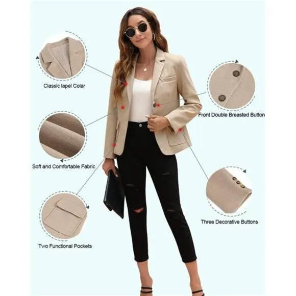 Women's Casual Blazers Long Sleeve Lapel Open Front Work Office Bussiness Warm