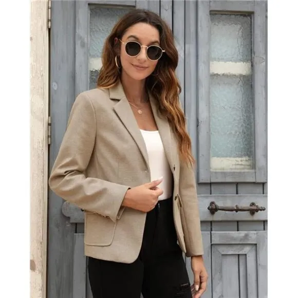 Women's Casual Blazers Long Sleeve Lapel Open Front Work Office Bussiness Warm