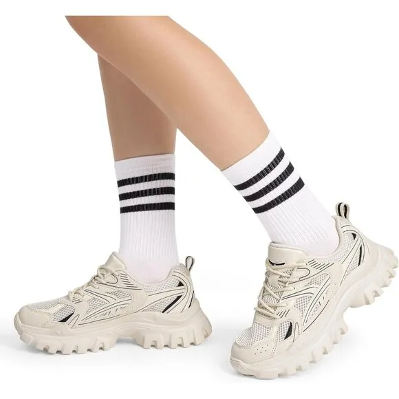 ✨Women's Cream Chunky Lightweight Comfortable Casual Stylish Fashion Sneakers