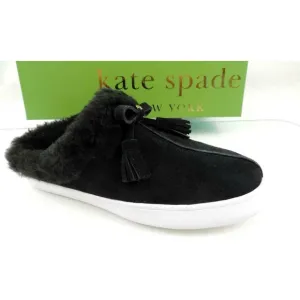Women's Kate Spade New York Limon Slip On Mule Sneakers Black Shearling Size 7
