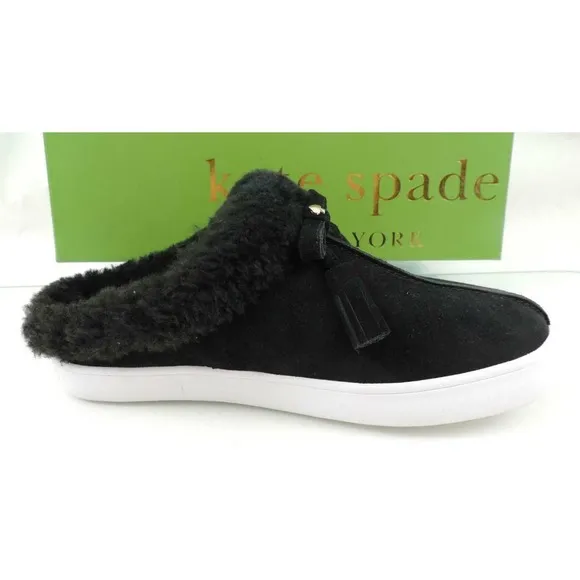 Women's Kate Spade New York Limon Slip On Mule Sneakers Black Shearling Size 7