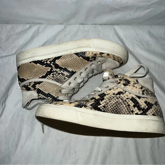 Women’s Rag &amp; Bone Cream Snake Suede High Top Sneakers Size 8 EUR 38.5