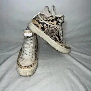 Women’s Rag &amp; Bone Cream Snake Suede High Top Sneakers Size 8 EUR 38.5