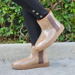 Womens Clear Brown Ankle Comfort Boots