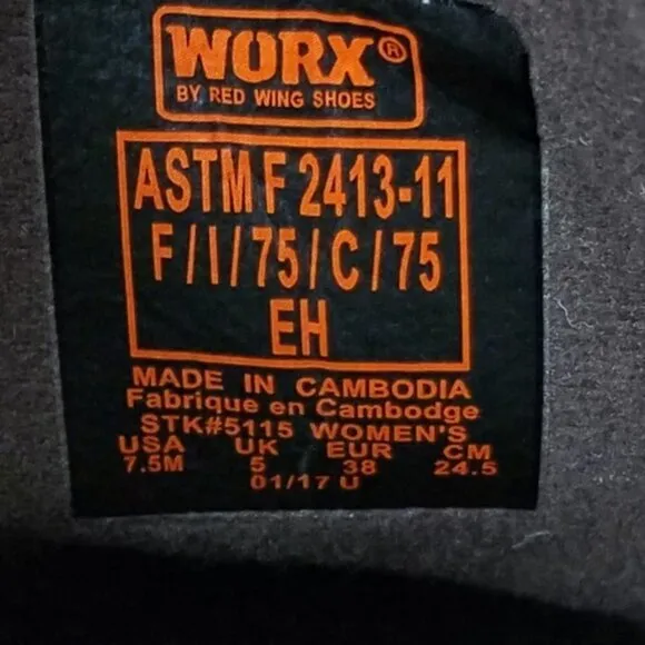 Worx by Red Wing 7.5M Brown Leather Lace-up Work Safety Oxford Shoes STYLE #5115