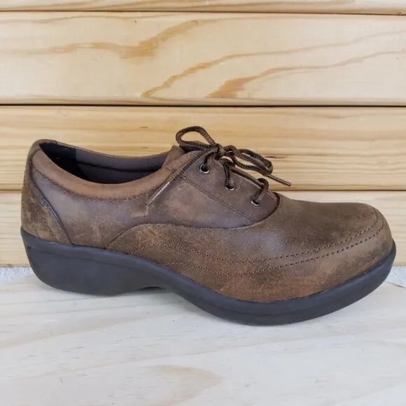 Worx by Red Wing 7.5M Brown Leather Lace-up Work Safety Oxford Shoes STYLE #5115