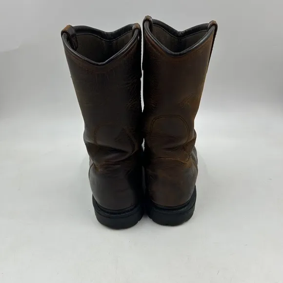 worx by red wing mens 10.5M brown leather round steel toe work boots st#5700