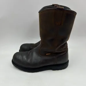 worx by red wing mens 10.5M brown leather round steel toe work boots st#5700