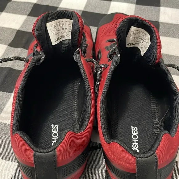 Xero Men's Mesa Trail II Hiking Shoes Size 12 Red Black Breathable Wide Toe Box