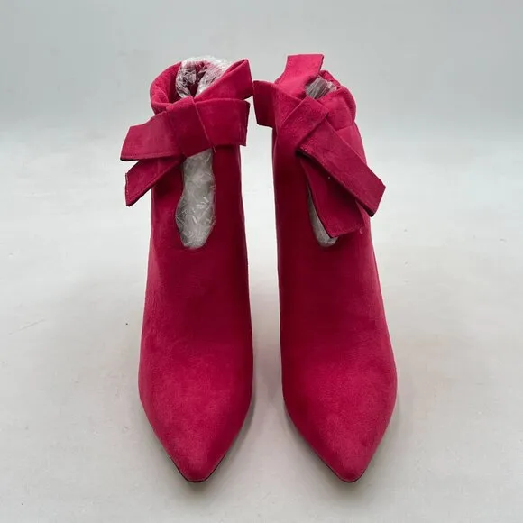 XYD Hot Pink Pointed Toe Ankle Booties Dress Low Kitten Heels Graceful Boots for