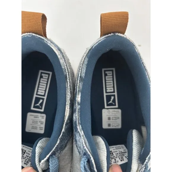 Y2K Puma Sneakers 8 Blue Denim Platform Chunky Sole Tie-Dye Festival Streetwear