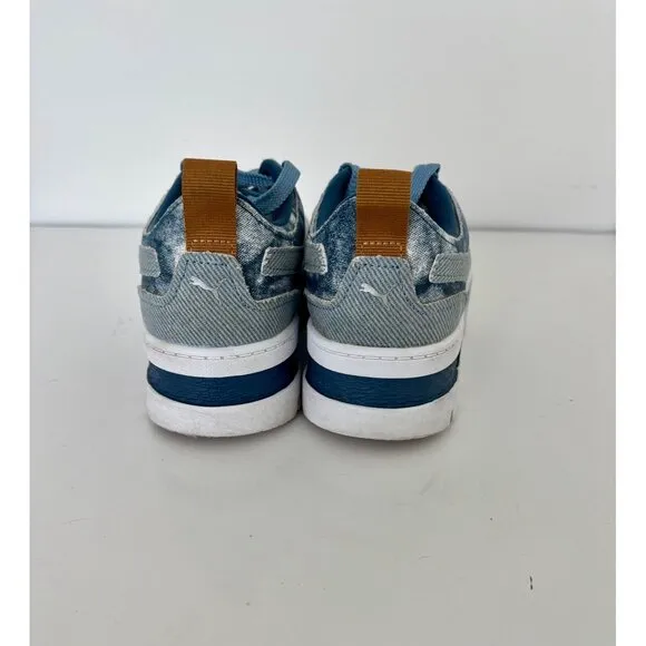 Y2K Puma Sneakers 8 Blue Denim Platform Chunky Sole Tie-Dye Festival Streetwear