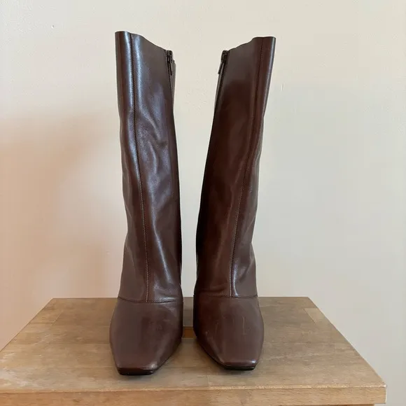 Yeezy Season 7 Leather Square Toe Boots in Brown Size 37 NEW