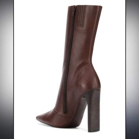 Yeezy Season 7 Leather Square Toe Boots in Brown Size 37 NEW