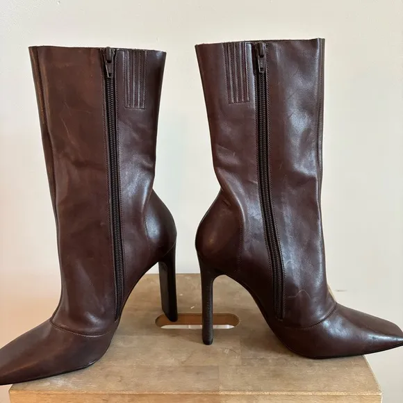 Yeezy Season 7 Leather Square Toe Boots in Brown Size 37 NEW