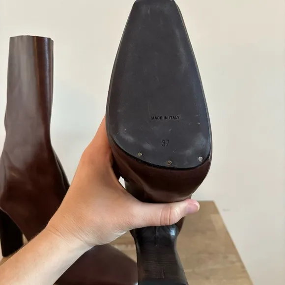 Yeezy Season 7 Leather Square Toe Boots in Brown Size 37 NEW
