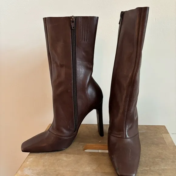 Yeezy Season 7 Leather Square Toe Boots in Brown Size 37 NEW