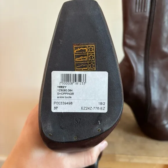 Yeezy Season 7 Leather Square Toe Boots in Brown Size 37 NEW
