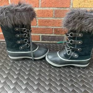 Youth Girl's Sorel Joan of Arctic Waterproof Winter Snow Boots Black Size 3