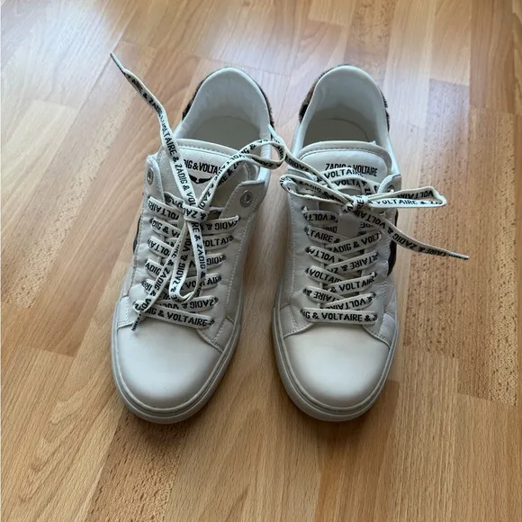 Zadig &amp; Voltaire Cream and Black Sneakers with Modern Design