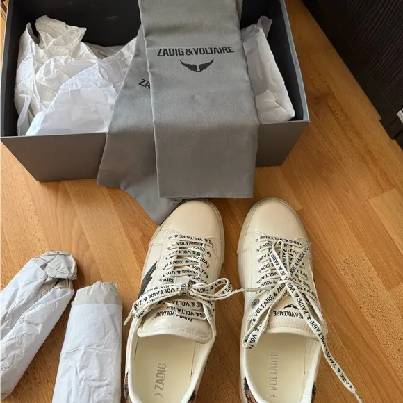 Zadig &amp; Voltaire Cream and Black Sneakers with Modern Design