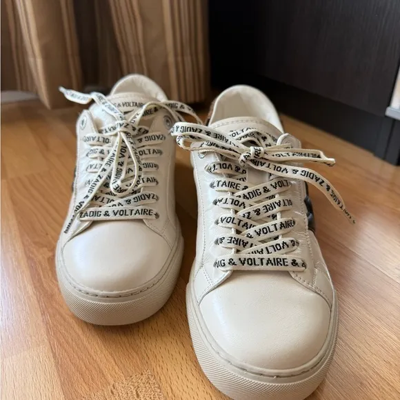 Zadig &amp; Voltaire Cream and Black Sneakers with Modern Design